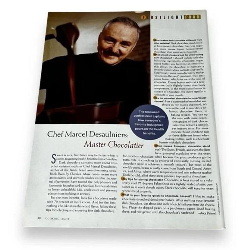 2006 Chef Marcel Desaulviers Master Chocolatier Original Vtg Magazine Article